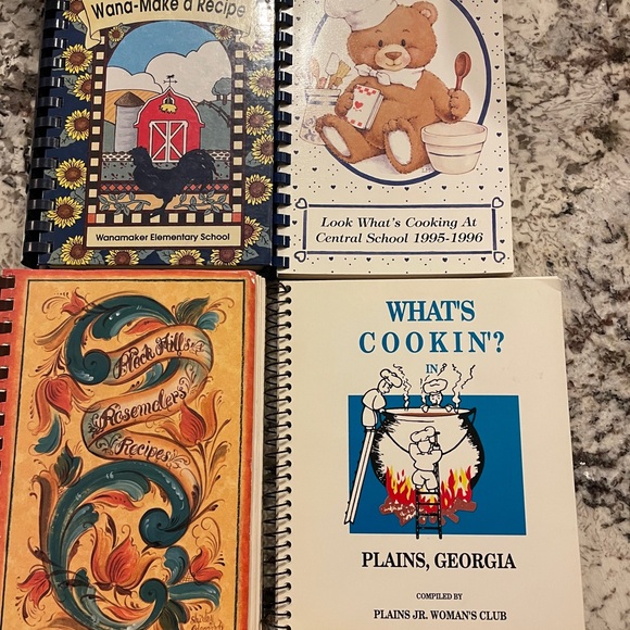 Lot of 4 Spiral Bound Community Fundraiser Cookbooks Woman's Club School - Picture 1 of 5